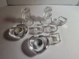 lot 1031 image: Glass and crystal candle holders