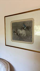 lot 1110 image: Framed Print Equestrian Scene Figures on Horseback 25 x 32
