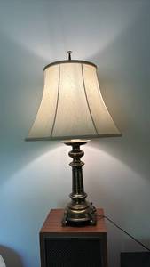 lot 1112 image: Table Lamp with Curved Cream Shade and Metal Base 31 inches tall