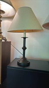 lot 1113 image: Table Lamp with Cream Shade and Dark Metal Base