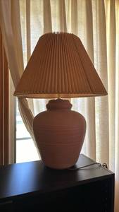 lot 1121 image: Table Lamp with Pleated Shade Ceramic Base