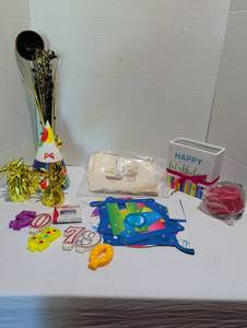 lot 1206 image: Birthday Party Supplies Lot Decorations Napkins Candles Favors