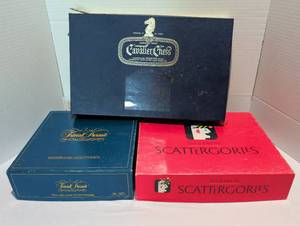 lot 1220 image: Board Game Lot Cavalieri Chess Tournament Edition, Trivial Pursuit Mastergame Genius Edition, Scattergories