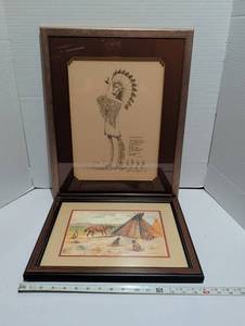 lot 1237 image: Blackbear Bosin Wichita Keeper art and Framed Joy of Life by renowned Western artist Charles M. Russell.
