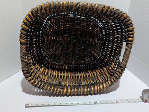 lot 1248 image: Woven Basket with Handles Approximately 15 inches Wide