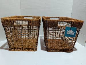 lot 1255 image: 2 sisal magazine baskets