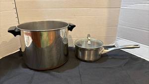 lot 1340 image: Stock Pot and Saucepan with Glass Lid