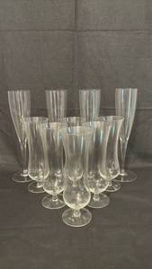 lot 1408 image: Clear Glass Champagne Flutes with Pedestal Base