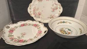 lot 1410 image: Decorative Porcelain Serving Dishes and Bowls Lot of 3