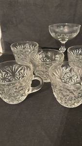 lot 1432 image: Glassware Lot 12 Pieces Cut Glass Cups Bowls Coupe Glasses