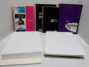lot 1510 image: Loose printer Paper and Ruled Notebooks Lot 5-Pack Five Star Top Flight Mixed Brands