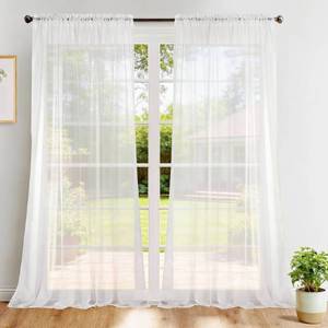 lot 1615 image: 2 packages Dreaming Casa Solid Sheer Curtains Draperies White Rod Pocket 2 Panels 72 W x 102 L