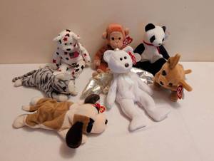 lot 1707 image: Ty Beanie Babies Lot 6 Plush Animal Toys with Tags