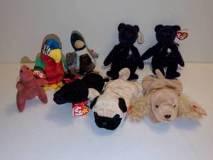 lot 1708 image: Ty Beanie Babies Lot 8 Plush Animals with Tags
