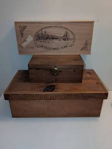 lot 1709 image: 3 wooden boxes, 2 cedar