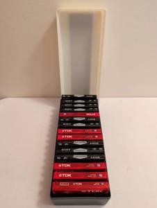 lot 1717 image: Lot of 15 blank, new Cassette Tapes in tape organizer