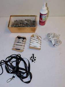 lot 1738 image: Craft Supply Lot Ribbon Spools Fasteners Adhesive Lanyard