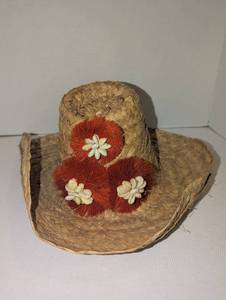 lot 1767 image: Straw Hat with Red Pom-Poms and Flower Decorations