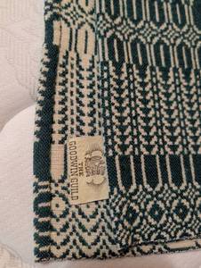 lot 1771 image: Goodwin The Gullah Woven Throw Blanket Green Cream Geometric Pattern. King sized
