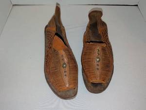 lot 1774 image: Woven Slip-On Leather Shoes with Metal Stud Accents and Nailed Sole �� made in Mexico
