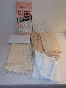 lot 1804 image: Antique and vintage baby or doll linens, etc