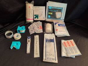lot 1819 image: Medical Wound Care Supplies Lot Gauze Pads, Bandages, Tape, Applicators