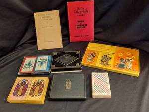 lot 1828 image: Bridge Game Collection 8 Decks Playing Cards Score Pads Books
