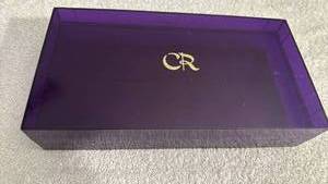 lot 1907 image: Purple Lidded  Box with Gold Monogram Logo