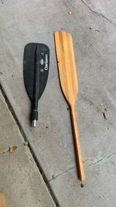 lot 2007 image: Canoe Paddle Lot - Ceyness Brand Black Paddle and Wood Paddle