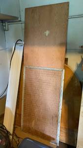 lot 2036 image: Misc wood, grate and light fixture