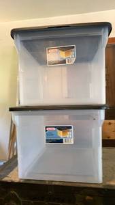 lot 2110 image: Storex Plastic Storage Containers with Lids 2-Pack