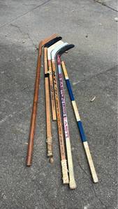 lot 2210 image: Lot of 6 Hockey Sticks Various Brands and Styles