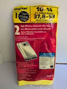 lot 2309 image: Shop-Vac High Efficiency Disposable Filter Bags Type I 10-14 Gallon 2-Pack