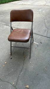 lot 2431 image: Folding Chair with Brown Padded Seat and Back