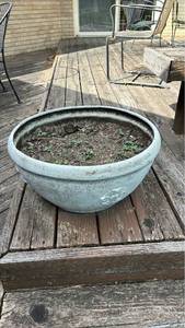 lot 3004 image: Round Planter Bowl with Decorative Relief Detail - 10 12 inches tall and 21 inches wide