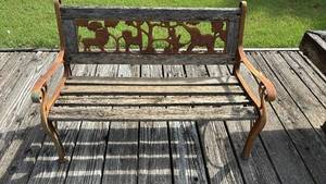 lot 3006 image: Bench with Animal Cutout Backrest 21 inches tall and 32 inches long