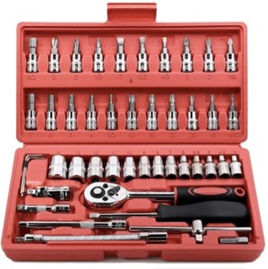 lot 3983 image: 46 Pieces 14 inch Drive Socket Ratchet Wrench Set, with Bit Socket Set Metric and Extension Bar for Auto Repairing and Household, with Storage Case