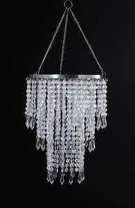 lot 3984 image: 3 Tiers Iridescent Acrylic Beaded Chandelier Shade, Ceiling Light Pendant Lampshade with Crystal Beads for Wedding Party Event Home Decoration,W8.6 X H12 (H12C)