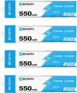 lot 12363 image: BETAFPV 4pcs BT2.0 550mAh 1S Battery 3.8V 40C80C Lipo Battery with BT2.0 Connector Compatible for 75-85mm 1S FPV Racing Whoop Drone Quadcopters Like Meteor75 Pro Cetus Pro Cetus X FPV Drone