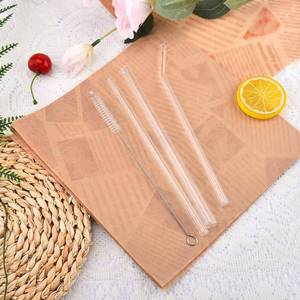 lot 12364 image: Clear Glass Reusable Straws Set for Party Wedding Cocktails Coffee Drinking Straw, 4PCS Replacement Borosilicate Glass Straws with 2 Cleaning Brushs 7.8 Inches Smoothie Milk Straw