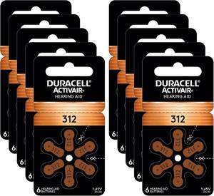 lot 12368 image: Duracell Hearing Aid Batteries Size 312, 60 Count (Pack of 1) batteries
