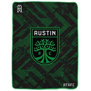 lot 12384 image: MLS Austin FC Tech Crest Ultra Cozy Throw Blanket Sports Team Logo Plush