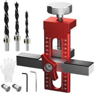 lot 29970 image: Upgrade 2-in-1 Cabinet Door Mounting Jig with Support Base, Adjustable Aluminum Alloy Installation Tool for Frameless & Face Frame Cabinets, Wall and Base Cabinet Door Hinge Positioning Jig