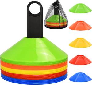lot 29976 image: 50100200pcs Disc Cones, Soccer Cones with Carry Bag and Holder, 5 Colors  for Football, Soccer, Basketball Training Equipment