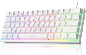 lot 30024 image: Mini 60% Gaming Keyboard, Upgrade RGB Backlit 61 Key Ultra-Compact Keyboard, TS91 Ergonomic Waterproof Mechanical Feeling Office Computer Keyboard for PC, MAC, PS4, Xbox ONE Gamer(White)