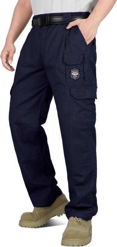 lot 23421 image: BOCOMAL Mens FR Cargo Pants Flame Resistant Pants Midweight 7.5oz (7 Pockets) Multi-Pockets FR Pants Size 30-32