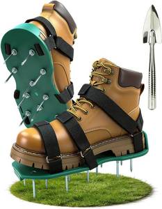 lot 27230 image: Lawn Aerator Shoes for Grass, Pre-Assembled Heavy Duty Aerator Lawn Tool with Hook and Loop Straps, One Size Fits All Spiked Shoes for Effectively Aerating Yard Garden Lawn Patio Soil, No Installation