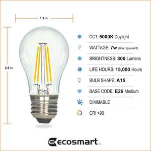 lot 27231 image: 60-Watt Equivalent A15 Dimmable Clear Glass Decorative Filament LED Vintage Edison Light Bulb Daylight (2-Pack)