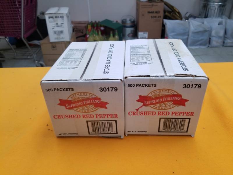 lot 6359 image: Two Cases of 500pkts ea Red Pepper Flakes