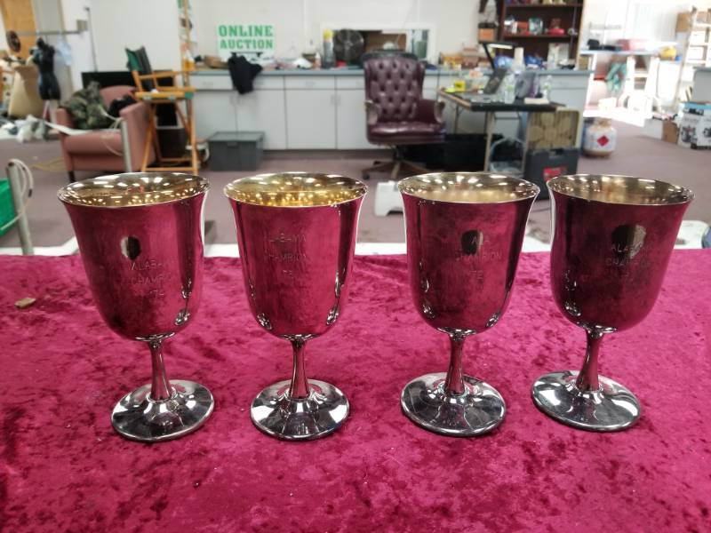 lot 6608 image: Lot of 4 Silver Engraved Goblets